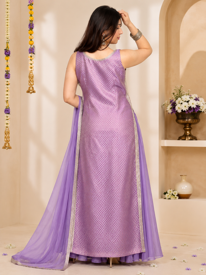 Lavender Brocade Kurta Set