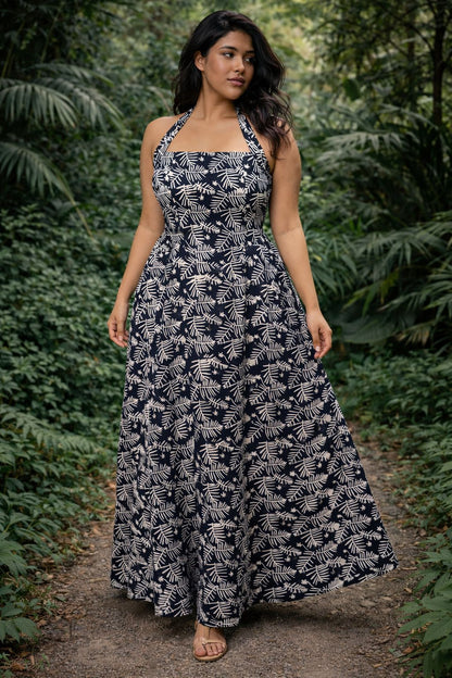 Halter Noir Maxi Dress