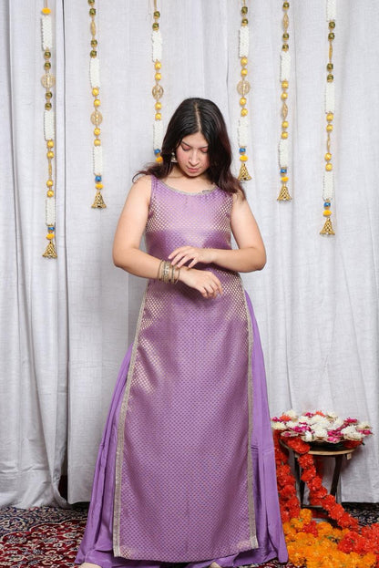Lavender Brocade Kurta Set