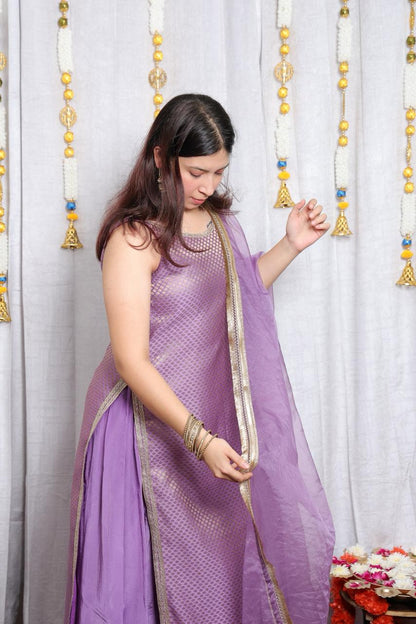 Lavender Brocade Kurta Set