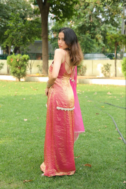 Rose Gold Tissue Sharara Set