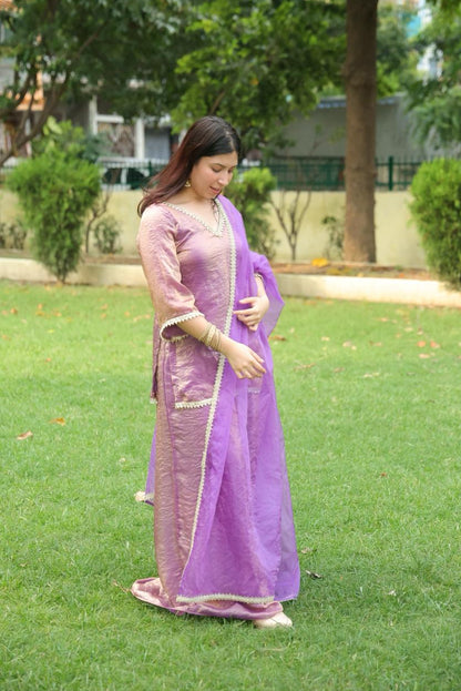 Lavender Tissue Sharara Set