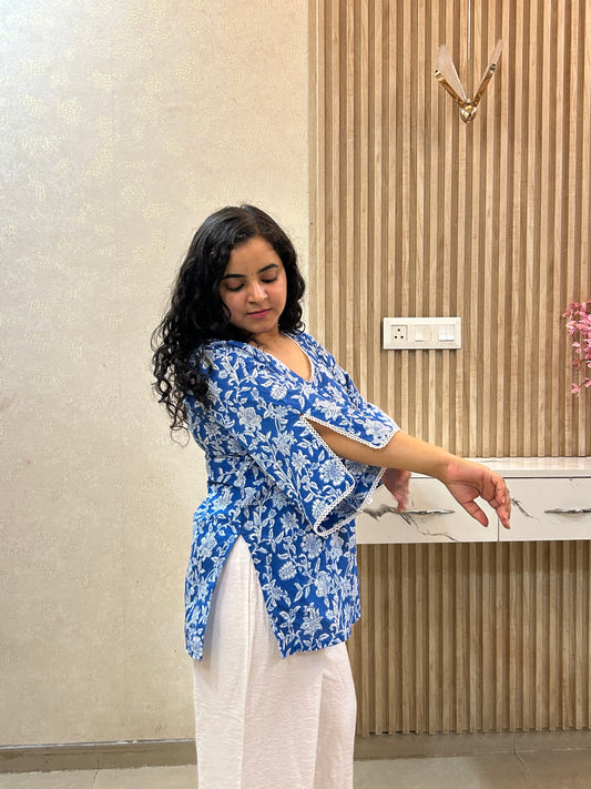 Noor Blue Short Kurti