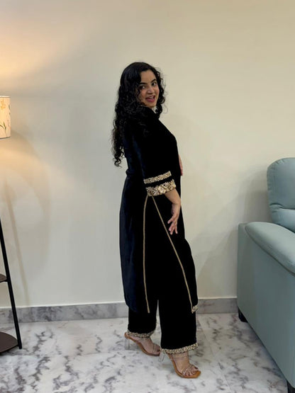 Black Velvet Kurta Set